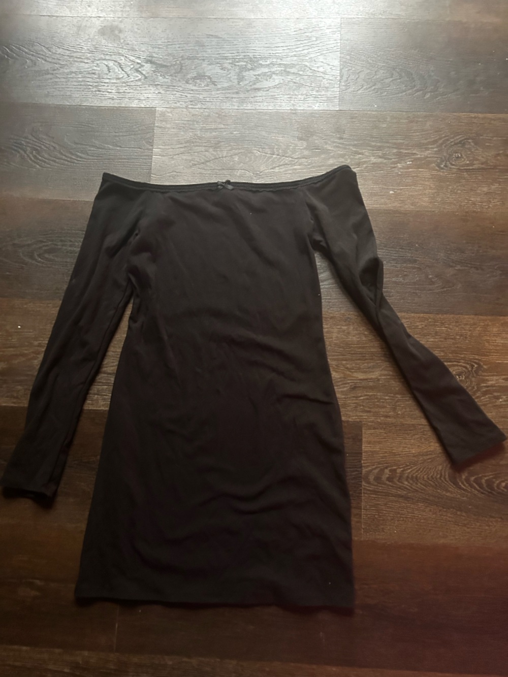 wild fable Black Off-the-Shoulder Long Sleeve Mini Dress